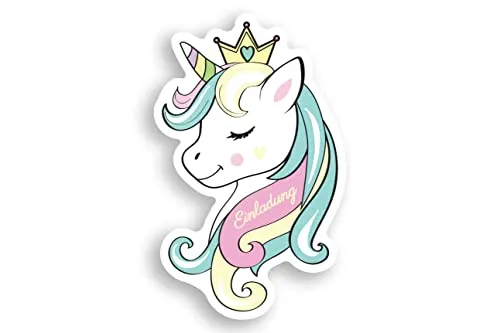 Friendly Fox 12 Einladung Einhorn Einladungskarten zum Kindergeburtstag, Mädchen Geburtstag Einladungen Einhornkopf