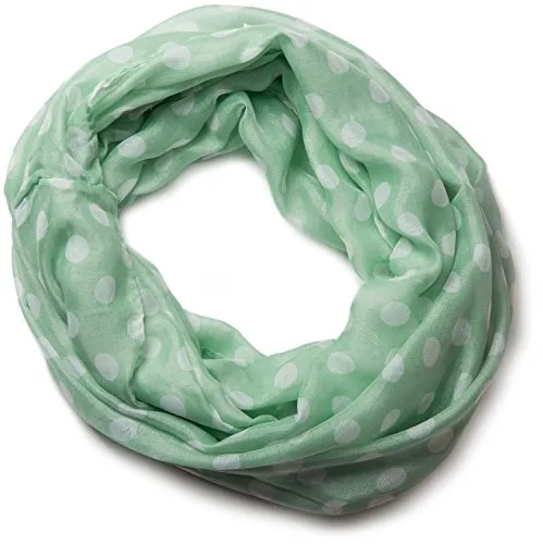 styleBREAKER Damen Loop Schal - Polka Dots - leichter Punkte Muster Schlauchschal - 90x105 cm - weich 01016043, Farbe:Hellgrün