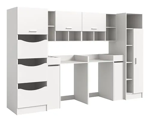 xonox.home 8-tlg. Badkombination – Modernes Möbel-Set in Weiß - Komplettprogramm für Badezimmer: 8tlg. Badkombination bietet viel Stauraum und modernes, pflegeleichtes Design, ideal für große Badezimmer.
