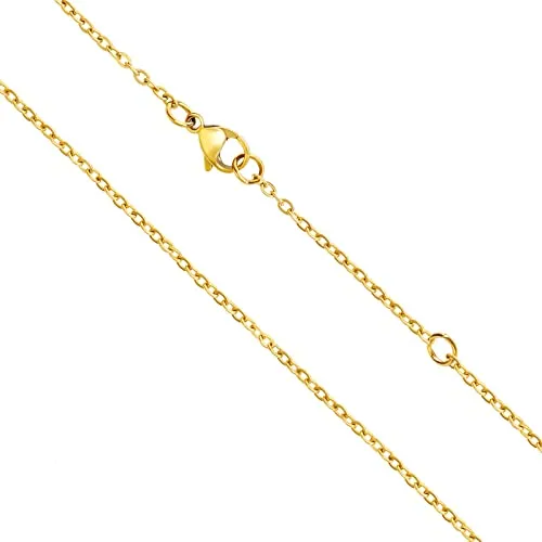 OSTAN Goldkette Damen Ohne Anhänger Gold Ankerkette Kette Gold Halskette Vergoldet Breite 1,4mm Verlängerte 50cm 55cm dünne Feine Glod kette Lang