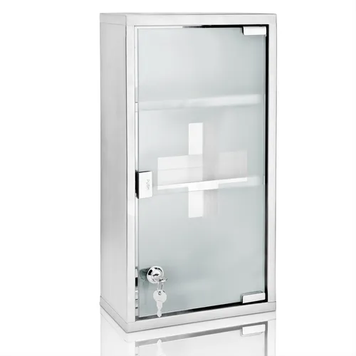 Deuba Medizinschrank Silber - Medizinschrank in Silber, bietet Platz für Ihre Medikamente und Erste-Hilfe-Utensilien, ideal für ein sicheres und organisiertes Zuhause.