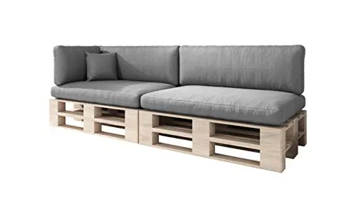 sunnypillow Palettenkissen 6er Set 120x80 Grau