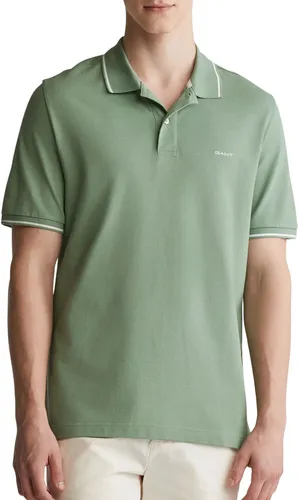 Gant Herren Poloshirt in Grün, Größe S - Herren Plussize Poloshirt von Gant aus 100% Baumwolle, mit Polokragen und Kontraststreifen - ideal für lässige Anlässe.
