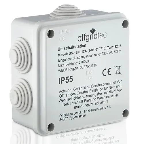 230V AC Umschaltstation US230/12 12A - Sonstige Elektroinstallationsartikel für unterbrechungsfreie Stromversorgung bis 2700W, ideal für zuverlässige Stromversorgung bei Stromausfällen.