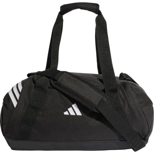 adidas Unisex TIRO Duffle Bag SMALL, Schwarz/Weiß, Einheitsgröße - Kompakter Seesack mit 31,21 L Volumen, aus 100 % recyceltem Polyester. Ideal für Sport und Freizeit, mit praktischem Reißverschluss für einfachen Zugang.