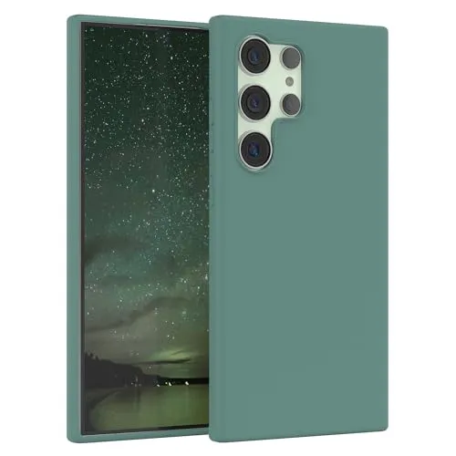 EAZY CASE Premium Silikon Handyhülle kompatibel mit Galaxy S24 Ultra Slimcover mit Kameraschutz und Innenfutter, Silikonhülle, Schutzhülle, Bumper, Handy Case, Hülle, Softcase, Nacht Grün