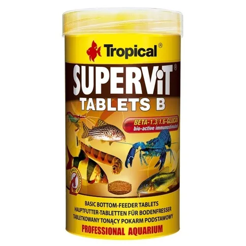 Tropical Supervit Tablets B - Hauptfutter für Bodenfresser, 1er Pack mit 250 ml, ideal für Jungfische und Wasserschildkröten