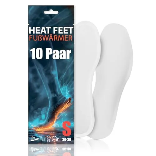 Paar HEAT FEET Wärmesohlen, Heizsohlen, Einlage Fußwärmer, wärmende Sohlen, warme Einlegesohlen, Wintersportarten Outdoorsport Weihnachtsmarkt, bei kalten Füßen für Schuhgröße 36-38 8h Wärme 10