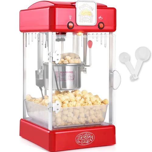 VEVOR Popcornmaschine 300 W, 4 QT Kino-Stil - Popcornmaschine für 4 Quart pro Füllung, ideal für Partys und Veranstaltungen. Mit einfachem Zugang und tollem Zubehör für ein perfektes Kinoerlebnis!