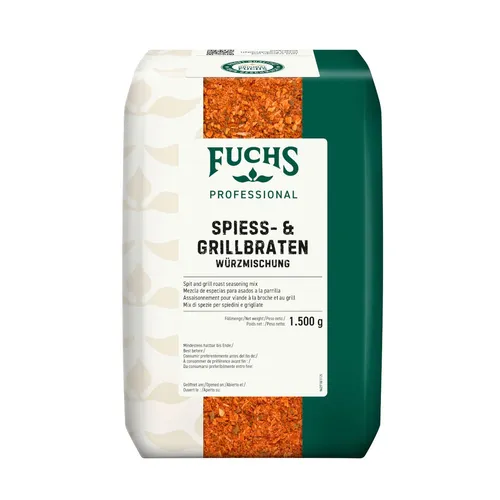Fuchs Professional Spieß- und Grillbraten Würzmischung 1,5 kg - Vielseitige Gewürzmischung für Spießgerichte, ideal für Fleisch, Fisch und Gemüse. Ohne Zusatzstoffe, in recyclebarem Beutel – perfekt für Profis und Großverbraucher.