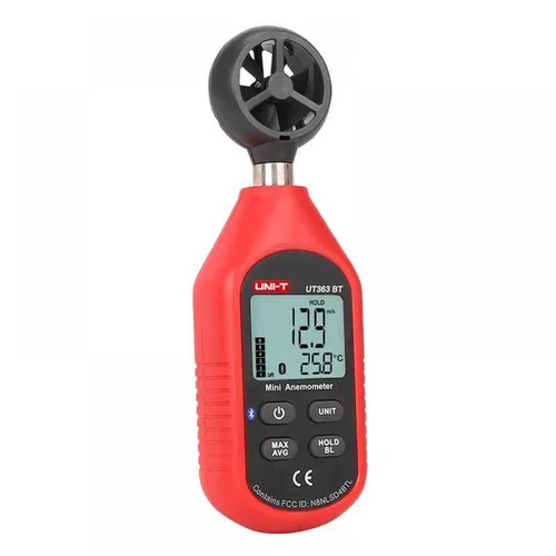 UNI-T UT363BT Digitales Anemometer mit Bluetooth - Präzises digitales Anemometer zur Messung von Windgeschwindigkeit, ideal für Wetterbeobachtungen und Luftstromanalysen, kabellose Bluetooth-Verbindung für einfache Datenübertragung.