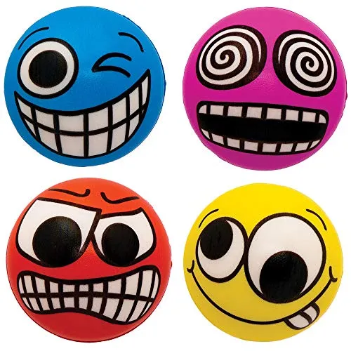 Baker Ross AX362 Quetsch-Bälle, Hüpfball, lustige Gesichter, perfekt für Kinder-Partytüten, Gastgeschenke, Taschengeld-Spielzeug oder kleine Geschenke für Kinder, 6 Stück