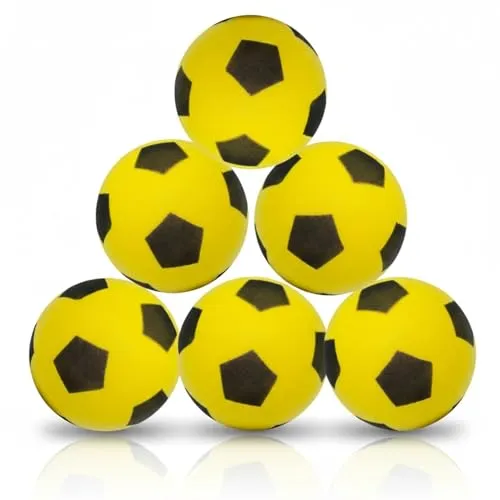 alldoro 68734 Schaumstoffball 6er Set Gelb, Ø 20 cm, extra weiche Softbälle, Fußball für Kinder ab 0 Jahren, leise & leicht, Ball für Indoor & Outdoor
