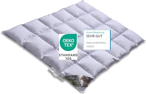 Vitaschlaf® Wild Moscovy W4 MEDIUM Bettdecke – 90% Premium Daune - Ganzjahresdecke (155 x 200 cm) ideal für Allergiker, nachhaltig und schadstoffgeprüft. Hergestellt in Deutschland – für höchsten Komfort und Atmungsaktivität.