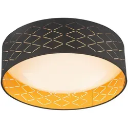 Moderne LED Deckenleuchte mit Sterneneffekt, 18W - Lampen - Stilvolle Deckenlampe mit schwarzem Textilschirm und goldfarbenem Innenschirm für warmes Licht (3000K, 1000lm). Ideal für Schlafzimmer und moderne Wohnstile.