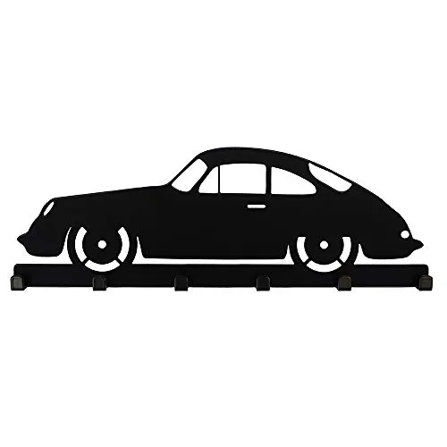 Bentatec Schlüsselbrett 356 Oldtimer Optik schwarz - 6 Haken Garderobe Schlüsselboard Hakenleiste Dekoration