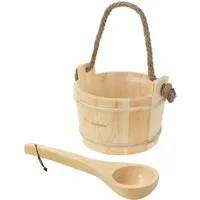 LuxeBath Saunazubehör-Set Kiefernholz - Aufgusskübel & Schöpfkelle - Kiefernholz-Set mit 4 Liter Aufgusskübel und ergonomischer Kelle. Ideal für private Saunagänge, langlebig und hitzebeständig. Der robuste Haltegriff sorgt für sicheres Tragen.