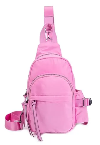 ITALYSHOP24 DAMEN HERREN UNISEX TASCHE Brusttasche Crossbody Bodybag Schultertasche Umhängetasche Rucksack Daypack Backpack Crossbag Nylon ultraleicht Sling Bag Crossover Reise Urlaub Freizeit (Rosa)