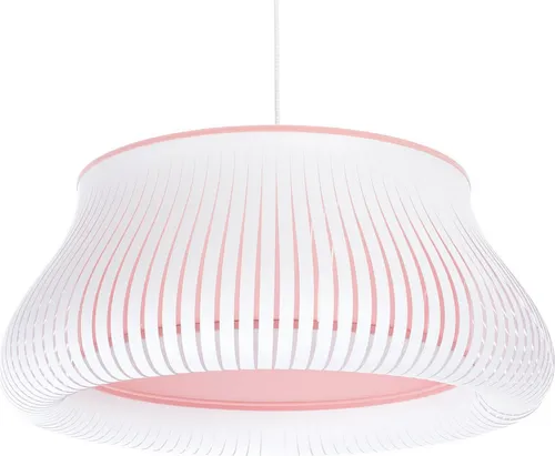 Moderne Pendelleuchte E27 Ø 40 cm in Weiß und Rosa - Stilvolle Hängelampe für Esstisch und Wohnzimmer. Mit einzigartigem Lichteffekt und individuellem Leuchtmittel für optimale Helligkeit. Perfekt für hohe und niedrige Decken.