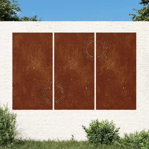 vidaXL Garten Wanddeko 3-TLG. - Sonnen-Design aus Cortenstahl - Dekorative Zäune, wetterfest und langlebig. Die Sonnen-Wanddeko aus Cortenstahl verleiht deinem Garten eine natürliche Atmosphäre und benötigt keine Wartung.