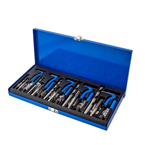 Bituxx Gewinde Reparatur Werkzeug Satz 131 tlg. – Präzise Gewindereparatur leicht gemacht - Gewindereparaturwerkzeuge für M5, M6, M8, M10, M12 – Komplettset mit Schneideisen und Bohrern für schnelle und präzise Reparaturen.