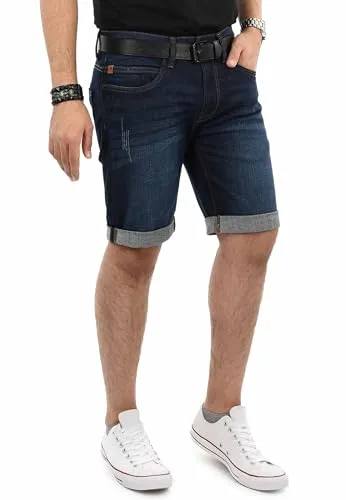 Indicode Herren Kurze Jeans - Bequeme Stretch Shorts in Blau - Herren-Shorts aus 98% Baumwolle mit Regular Fit und atmungsaktivem Stretch-Denim. Ideal für Sommer, Freizeit und lässige Büro-Looks.