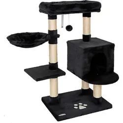 lionto Kratzbaum für Katzen mit Plüschball und Wandhalterung, Höhe 93 cm - Aktivitätskratzbäume für Katzen, ideal zum Spielen und Ausruhen mit weichem Plüsch und Sisal für optimale Krallenpflege. Perfekt für kleine und große Katzen.