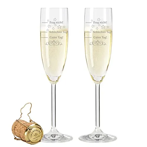GRAVURZEILE Sektglas Set - Schlechter Tag, Guter Tag - Elegantes Set von gravierten Sektgläsern aus hochwertigem Glas, perfekt als personalisiertes Geschenk für Hochzeiten, Geburtstage oder Weihnachten.