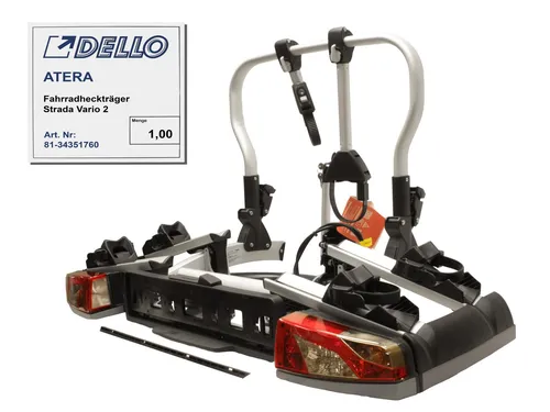Atera 022750 Fahrradträger Strada Vario 2 - Kupplungsträger für 2 Fahrräder, kompakt zusammenfaltbar und ideal für E-Bikes, einfache Montage und Zugang zum Kofferraum