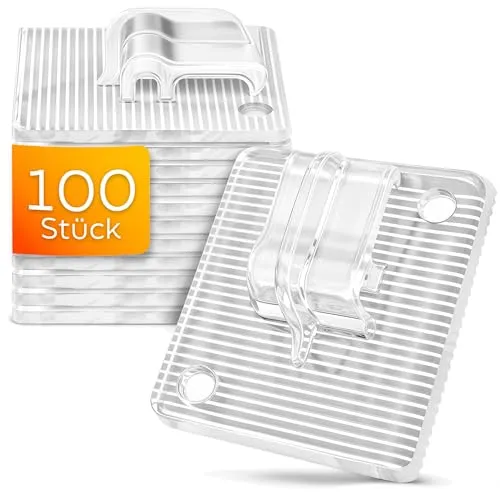 KONZEPT Klebehaken für Katzennetz am Balkon – 100 Stück, extra stark, transparent, klein, ohne Bohren, wetterfest, für den Außenbereich – Kleber Nicht enthalten