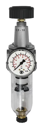 Filterregler »Standard« mit Polycarbonatbehälter - Druckluftzubehör mit 5 μm Filter, regelbar von 0,5 bis 10 bar, ideal für präzise Druckregelung und hohe Effizienz in Druckluftsystemen.