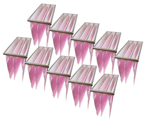 vhbw 10x Taschenfilter für Klima- und Lüftungsanlagen - Filter F7, 28,7 x 59,2 x 60 cm Rosa