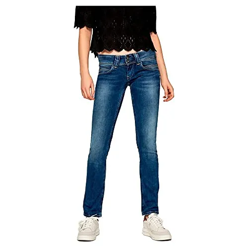 Pepe Jeans Damen Venus Jeans, 000denim, 28W / 32L - Moderne Jeans mit niedriger Taille und geradem Bein, ideal für einen lässigen Look und perfekten Tragekomfort.