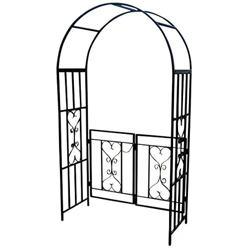 Produktbild ALEOS. Eleganter XXL Rosenbogen Pergola mit Tür aus Metall schwarz Modell 5044-G