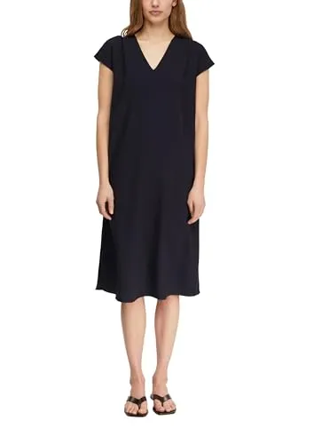 Comma Lockeres Kleid aus Viskosecrêpe mit Bindedetails in blau von comma,
