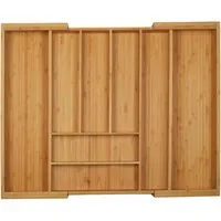 SOTECH ORGA-BOX UNIVERSAL Besteckkasten Aus Bambus Verstellbar Für Schrankbreite 500 - 600 mm Höhe 65 mm bis 8 Fächer