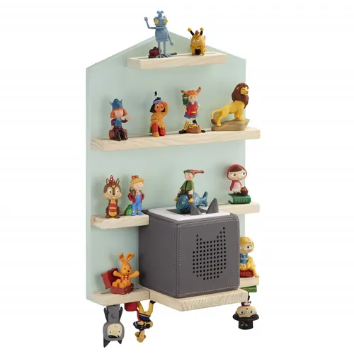 Wand Hänge Regal für Tonie Box Tonies Figuren - Mintfarbe Holz - Stilvolles Holzregal im 