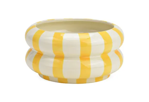 matches21 HOME & HOBBY Dekoschale Dekoschale bunt gestreift, gelb weiß in Ø 15x8 cm (1 St), Moderne Keramik Schüssel als Wohnzimmerdeko