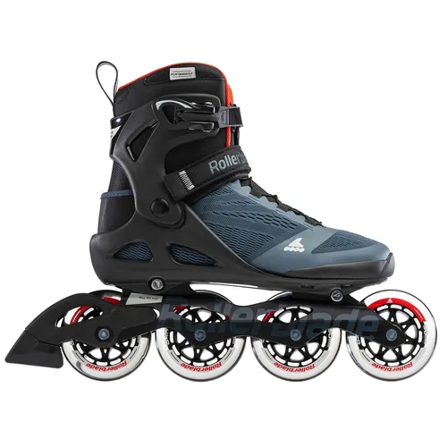 Rollerblade Herren Macroblade 90 Inlineskate - Blau/Orange, EU: 45.5 - Inliner für Fitness-Enthusiasten mit hohem Cuff für Stabilität und optimaler Dämpfung. Robuste Aluminium-Schiene und 90mm Rollen bieten perfekte Balance aus Geschwindigkeit und Kontrolle.