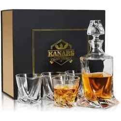 Whisky Gläser Set 5-tlg. mit Bleifrei Kristall und Karaffe - Elegantes 5-teiliges Set aus bleifreiem Kristall, ideal für besondere Anlässe. Kommt in einer stilvollen Geschenkbox, perfekt für Whisky-Liebhaber.