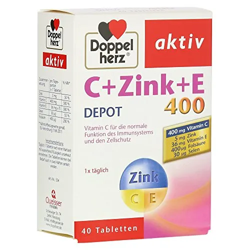 Doppelherz Vitamine C und E mit Zink Depot. 1er Pack I(40 Tabletten)