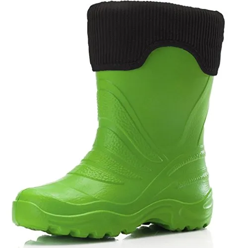 Ladeheid Kinder Gummistiefel mit Innenschuh, gefüttert LA-861 (Grün375c/Schwarz, 24/25 EU)