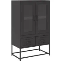 vidaXL Highboard Schwarz 68x39x111,5 cm aus Kaltgewalztem Stahl - Stylisches Highboard in Schwarz mit 4 Fächern und 2 Türen für optimalen Stauraum, robust und stabil dank kaltgewalztem Stahl – ideal für dein Zuhause.