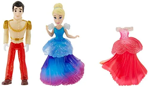 Disney Princess Cinderella und Prinz Charmante Sammlerstück, kleine Puppe, königliche Clips, modisches Spielzeug mit extra Kleid