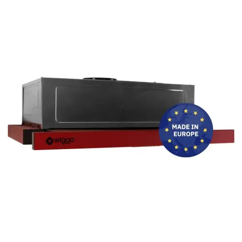 Wiggo Dunstabzugshaube 60cm WE-632R rot - Dunstabzugshaube mit 300m³/h, ideal für Abluft oder Umluft, ausgestattet mit LED-Beleuchtung und einem leisen Betrieb von max. 59 dB für komfortables Kochen.