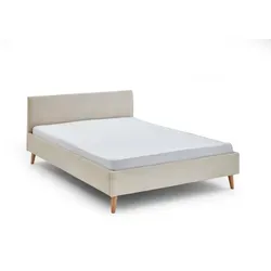 Boxxx Polsterbett 140x200 cm - Beige, Massivholz, Skandinavisches Design - Skandinavisches Boxxx Polsterbett (140x200 cm) aus massivem Eukalyptusholz mit elegantem Cord-Bezug in Beige, ideal für ein entspanntes Schlafzimmerambiente.