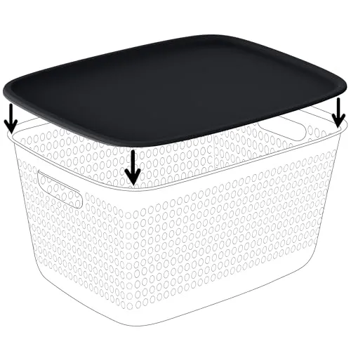 KONZEPT Deckel für Aufbewahrungsbox 39x29 cm, stabile Kunststoffabdeckung schwarz, passend für 17L Boxen mit Griffen