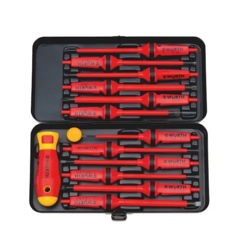 Würth VDE-Schraubendreher-Satz 14-teilig - Hochwertiges Schraubenzieher Set für Elektrik, optimiert für Sicherheit mit isolierten Griffen und ideal für professionelle Anwendungen.