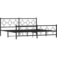Bettgestell Metall Schwarz 193x203 cm mit Kopf- und Fußteil - Stilvolles Bettgestell aus pulverbeschichtetem Stahl, robust und stabil. Mit praktischem Stauraum und hervorragender Rückenunterstützung beim Lesen. Ideal für dein Schlafzimmer!