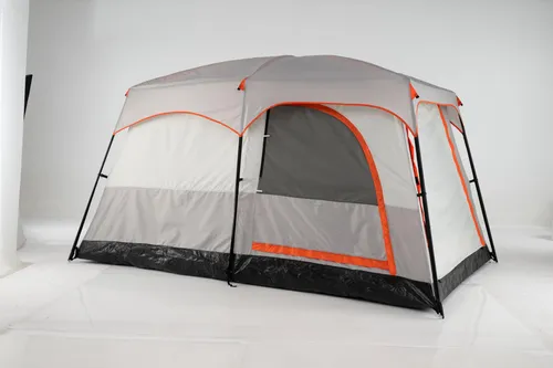 COSTWAY Zelt für 4-6 Personen, Campingzelt mit eingenähtem Zeltboden, Tragetasche, Vorzelt & 2-Raum-Trennwand, großes Tunnelzelt, Familienzelt, Grau